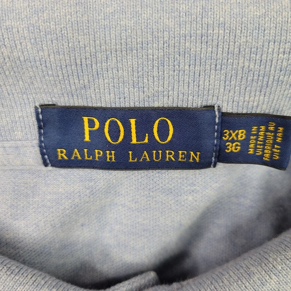 Polo Ralph Lauren Shirt Mens 3XB Big Blue Short Sleeve Polo Preppy 100% Cotton‎